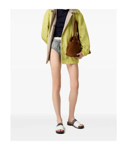 Miu Miu Wood Sole Flat Sandals With Studded Side In White