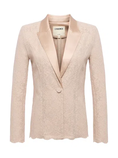 L Agence Clementine Lace Blazer In Doeskin