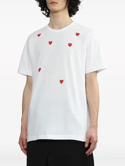 Comme Des Garçons Play Comme Des Garcons Play "round Neck T Shirt With Heart Pattern In White