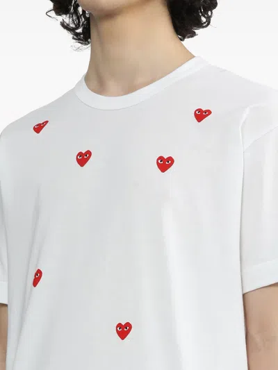 Comme Des Garçons Play Comme Des Garcons Play "round Neck T Shirt With Heart Pattern In White