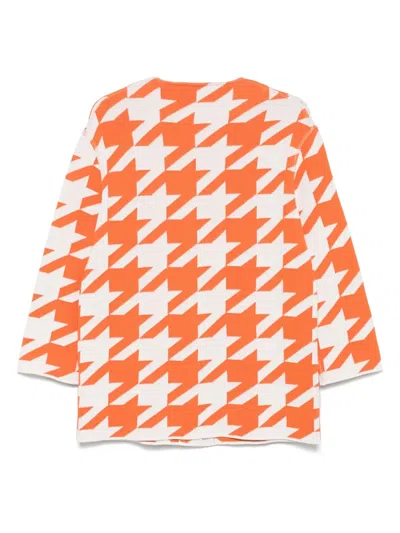 Bruno Manetti Houndstooth-pattern Cardigan In Orange