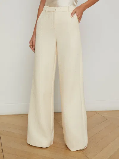 L Agence Pilar Tweed Wide-leg Pant In Light Pearl