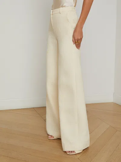 L Agence Pilar Tweed Wide-leg Pant In Light Pearl