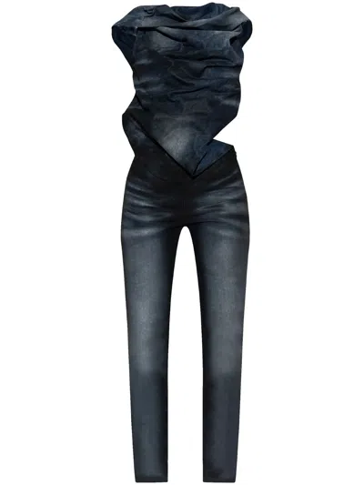 Diesel Black Sleeveless Jumpsuit With Cut-out On The Back In Cotton Blend And Tech Fabric Woman
