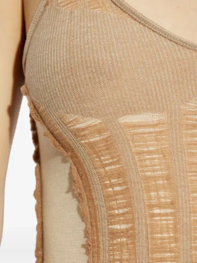Diesel 'm-calimera' Beige Dress With Insert Design And Second Skin Effect