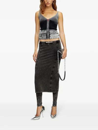 Diesel Knit Tank Top With Denim Cargo Pockets