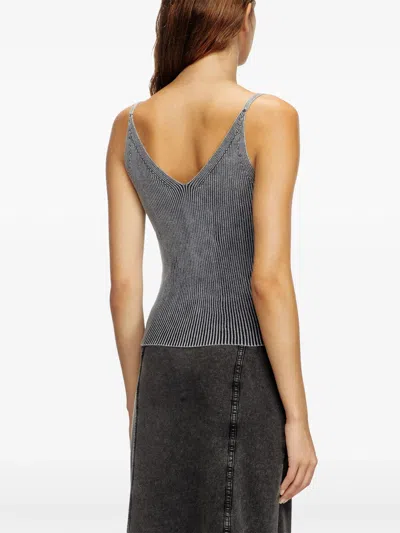 Diesel Knit Tank Top With Denim Cargo Pockets