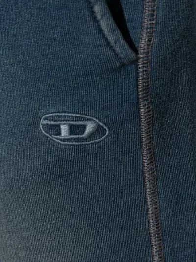 Diesel Blue Bermuda Pants With Oval D Logo Embroidery On The Front And Distressed Effect