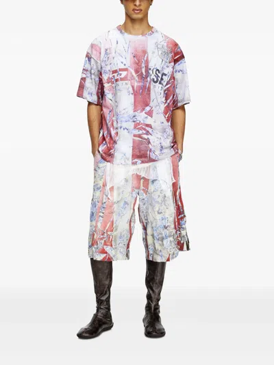 Diesel Multicolor T-shirt With Faded Logo On The Front And Back