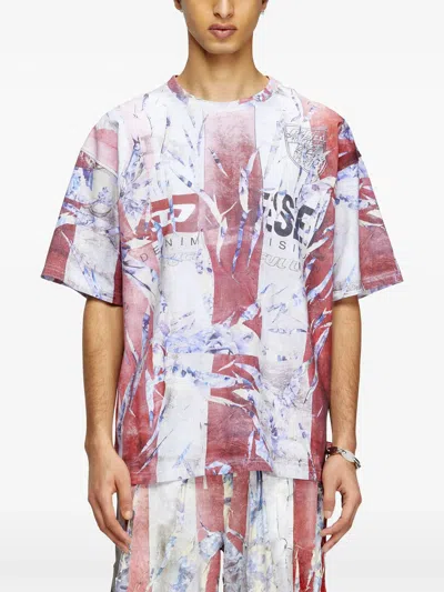 Diesel Multicolor T-shirt With Faded Logo On The Front And Back