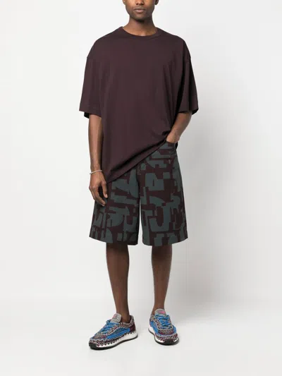 Dries Van Noten Gray & Purple Printed Denim Shorts