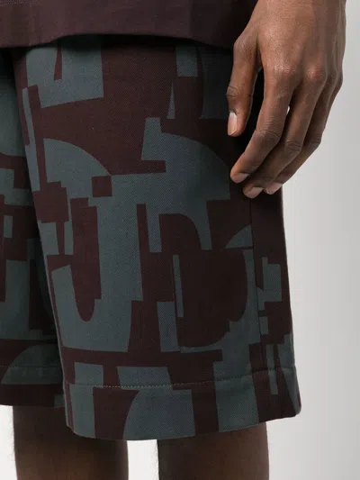 Dries Van Noten Gray & Purple Printed Denim Shorts