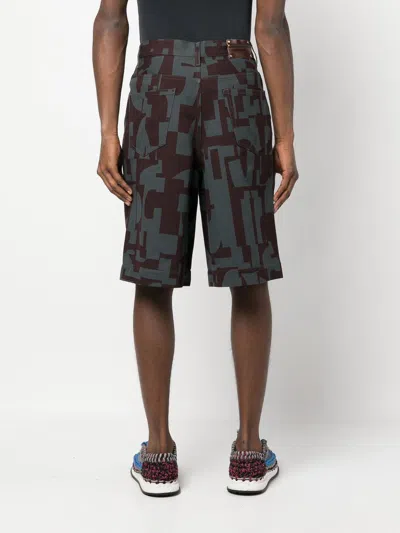 Dries Van Noten Gray & Purple Printed Denim Shorts