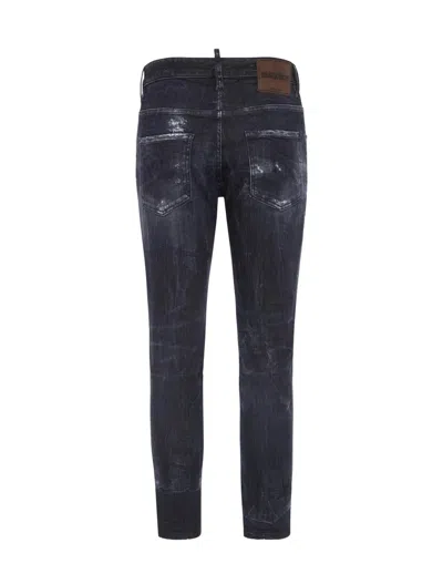 Dsquared2 Cool Gut Black Jeans With Belt Loops And Faded Effect In Denim Man In Black