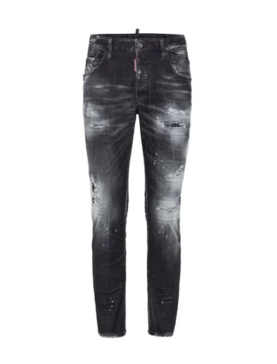 Dsquared2 Slim Fit Distressed Black Jeans With Edgy Detailing In Black