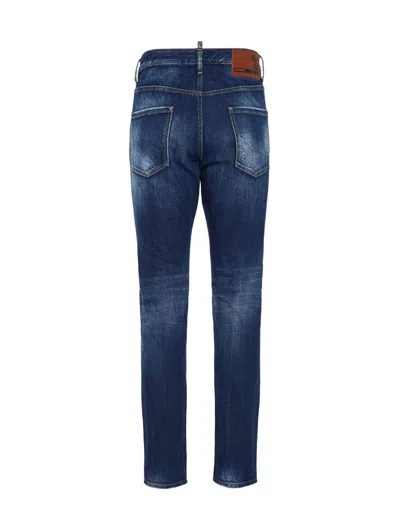 Dsquared2 Classic Straight-leg Jeans With Faded Wash And Distressed Details In Blue