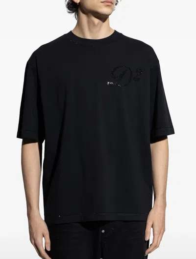 Dsquared2 Sequin-embellished Black T-shirt In Black