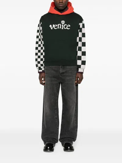 Erl Venice Checker Sleeve Hoodie