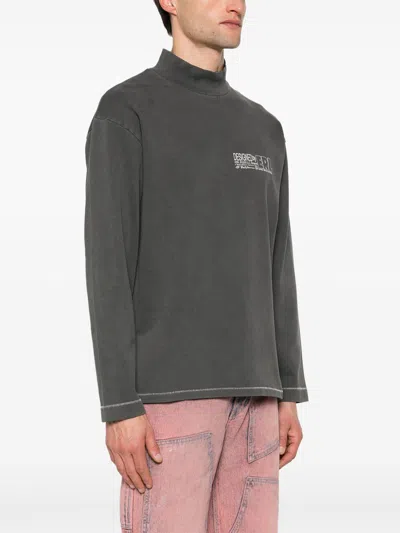 Erl Brushed Cotton Mock-neck Sweatshirt With Contrasting Print
