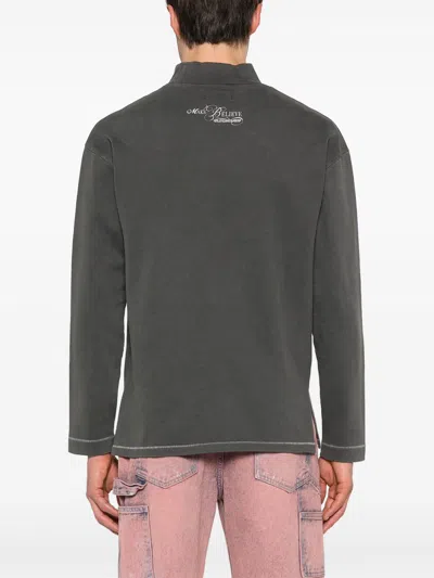 Erl Brushed Cotton Mock-neck Sweatshirt With Contrasting Print