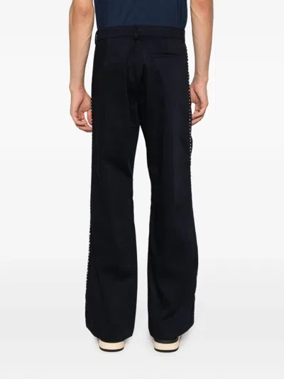 Wales Bonner Pantalone In Cotone Blu Notte Uomo