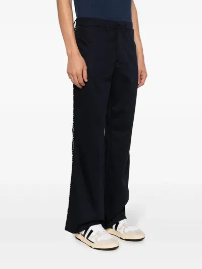 Wales Bonner Pantalone In Cotone Blu Notte Uomo