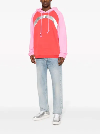Erl Pink Rainbow Hoodie In Red