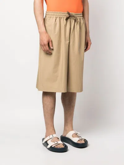Maison Kitsuné Maison Kitsune Camel Cotton Blend Bermuda Shorts In Brown