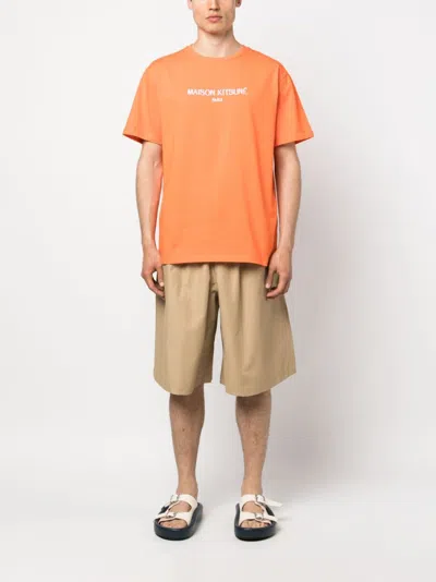 Maison Kitsuné Maison Kitsune Camel Cotton Blend Bermuda Shorts In Brown
