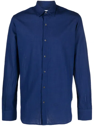Aspesi Buttoned Long-sleeved Shirt In Blue
