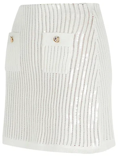 Self-portrait Self Portrait 'crochet' Skirt In White Cotton Blend