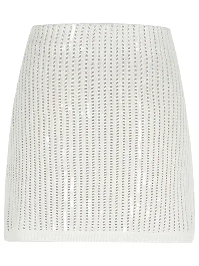 Self-portrait Self Portrait 'crochet' Skirt In White Cotton Blend