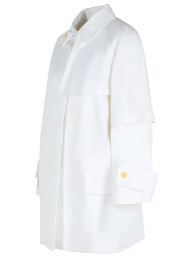 Max Mara Layered Sleeve Coat Featuring Button Detail In White