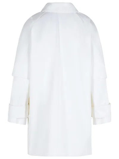 Max Mara Layered Sleeve Coat Featuring Button Detail In White