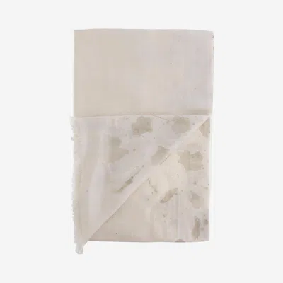 Faliero Sarti Ivory Silk And Linen Scarf With Fringed Edges In Ivory