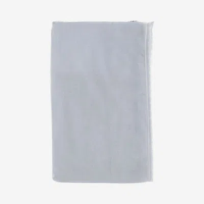 Faliero Sarti Rectangular Silk And Cotton Blend Scarf In Clear Blue