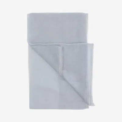 Faliero Sarti Rectangular Silk And Cotton Blend Scarf In Clear Blue