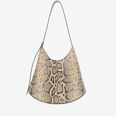 Jil Sander Python Print Leather Shoulder Bag In Red