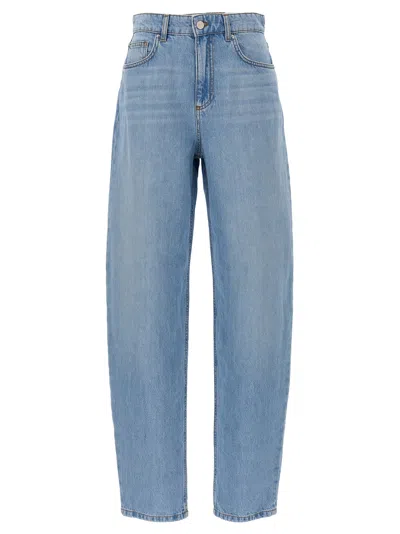 Marella Womens Barrel Wide-leg Denim Jeans Blue Jeans In Light Blue