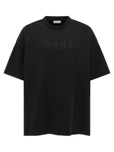 Fear Of God Eternal Black Crewneck T-shirt With Tonal Embroidery On The Front And Logo Patch On The Rear In Cott In Black