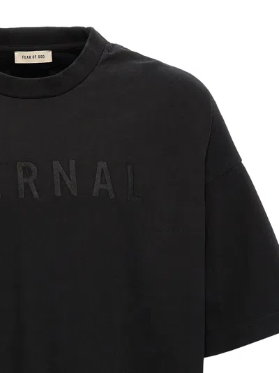Fear Of God Eternal Black Crewneck T-shirt With Tonal Embroidery On The Front And Logo Patch On The Rear In Cott In Black
