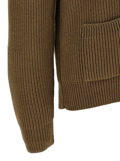 Tom Ford Ribbed Texture Shawl Collar Front Pockets In Brown