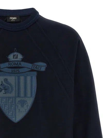 Fendi Crest Crew Neck Sweatshirt In Blue