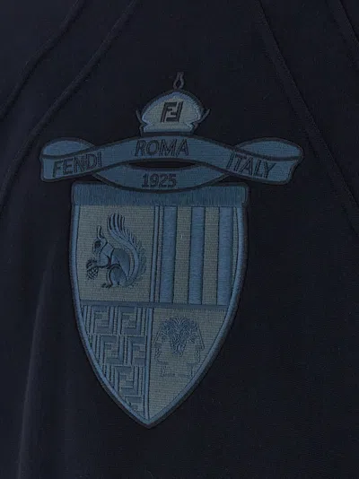 Fendi Crest Crew Neck Sweatshirt In Blue
