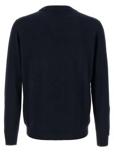 Fendi Ff Logo Wool Crewneck Sweater In Blue