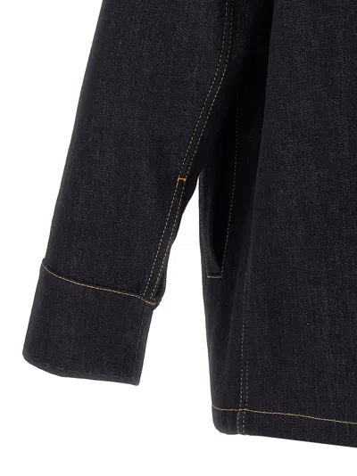 Fendi Embroidered Ff Long-sleeved Denim Jacket In Blue