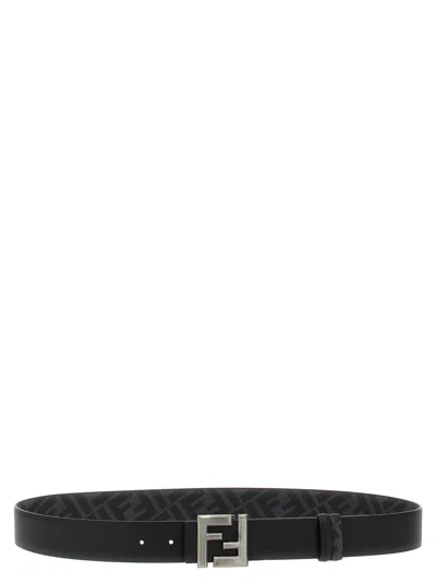 Fendi Men's Squared Ff Reversible Belt In Black
