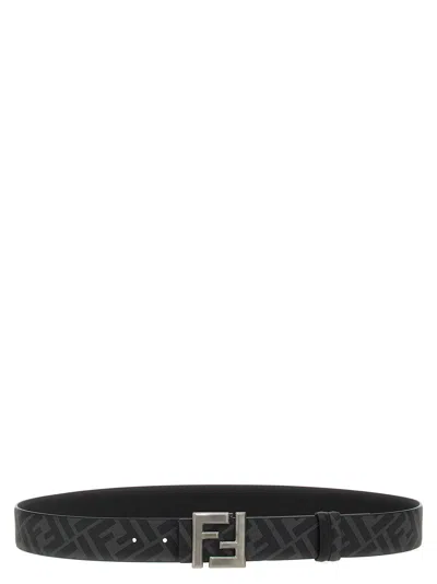 Fendi Men's Squared Ff Reversible Belt In Black