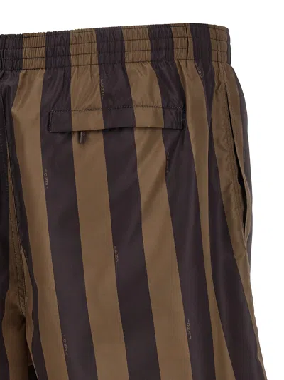 Fendi Printed Polyester Swimming Shorts In Brown