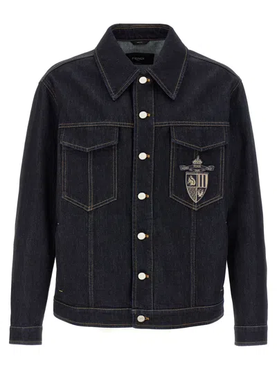 Fendi Denim Padded Jacket In Blue